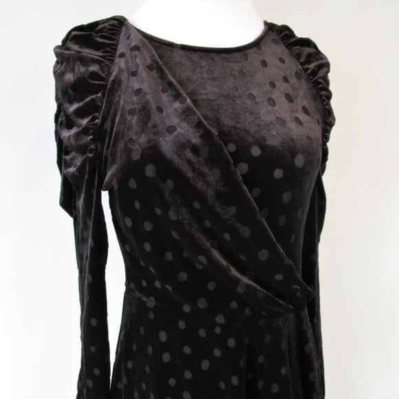 NWT Topshop Velvet Burnout Puff Sleeve Midi Dress - Picture 3 of 8